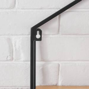 Wood and Black Metal Wall-Mount Bookshelf with 2 Drawers (Set of 2)