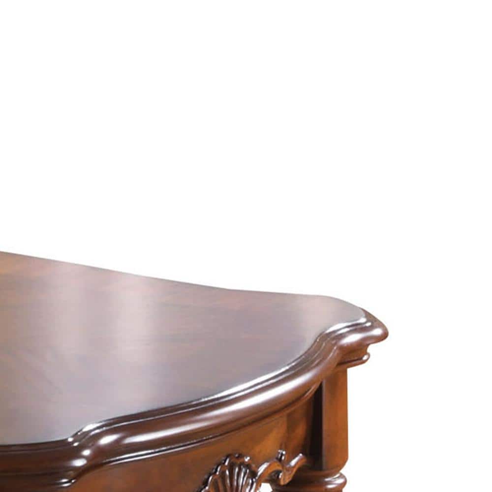 Cherry Brown Vintage Rectangular Coffee Table with Fluted Legs