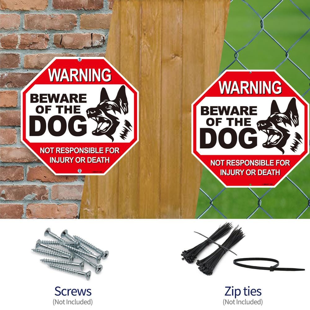Beware of the Dog, No Responsible for Injury or Death Aluminum Warning Dog Sign