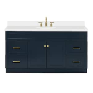 Hamlet 67 in. W x 22 in. D x 36 Single Sink Freestanding Bath Vanity in Midnight Blue with Pure White Quartz Top