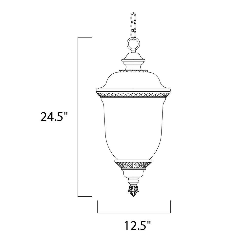 Oriental Bronze 3-Light Outdoor Hanging Lantern with Water Glass