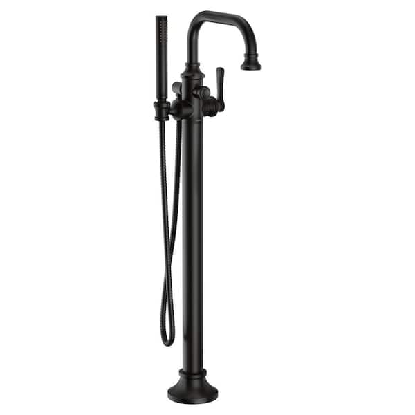 Colinet 1 Handle Freestanding Claw Foot Tub Faucet with Hand Shower in Matte Black