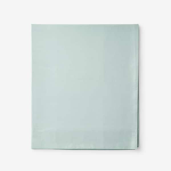 Company Cotton Sea Mist Solid 300-Thread Count Cotton Percale Full Flat Sheet