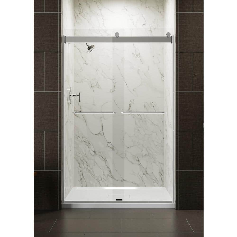 Levity Collection K-706014-L-SH 48"" Sliding Shower Door with 0.25"" Thick Crystal Clear Glass and Towel Bars in Bright -  Kohler, K706014LSH