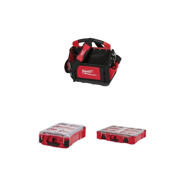 15 in. PACKOUT Tote, 5-Compartment Small Parts Organizer, and 11-Compartment Impact Resistant Organizer Combo