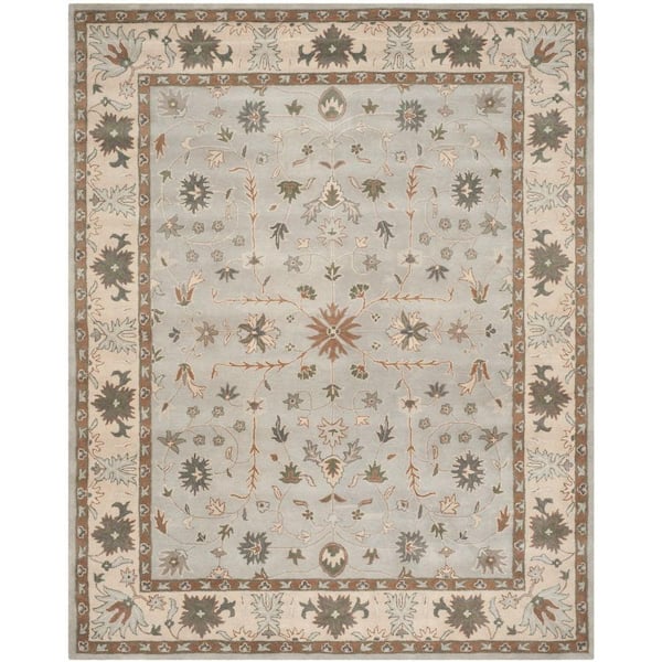 SAFAVIEH Heritage Green/Beige 8 ft. x 10 ft. Floral Border Area Rug