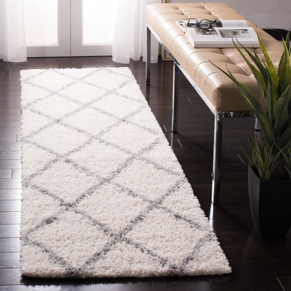 Parma Shag 2 ft. x 7 ft. Cream/Gray Diamond Runner Rug price history on PriceWatchPro