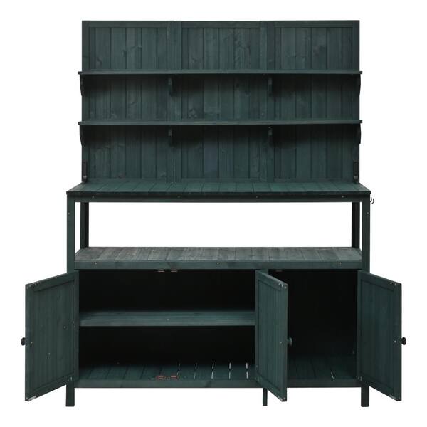 18.1 in. W x 50.2 in. D x 65.4 in. H Green Wood Outdoor Storage Cabinet