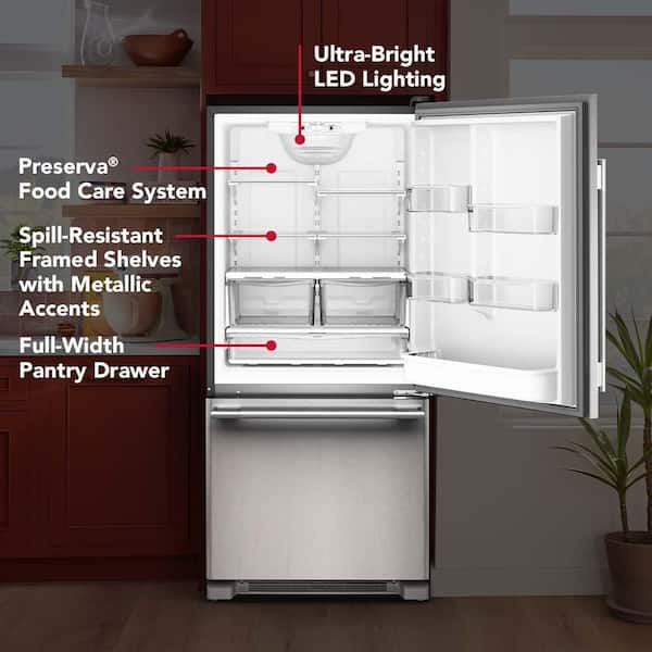 KitchenAid 30 in. 19 cu. ft. Standard-Depth Bottom Freezer