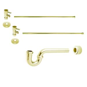 1-1/2 in. x 1-1/2 in. Brass P-Trap Lavatory Supply Kit, Polished Brass