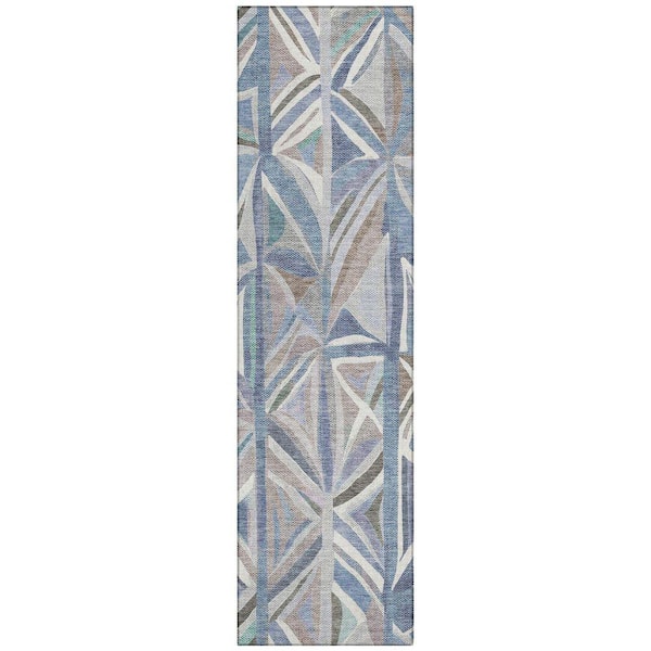 Chantille Machine Washable Indoor/Outdoor Abstract ACN2253 Denim 2 ft. 3 in. x 7 ft. 6 in. Runner Rug