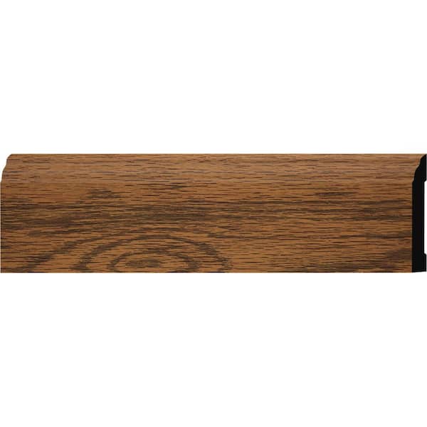 TrueCraft PVC Colonial Baseboard Moulding, 3 1/4 in. H x 7/16 in. P x 96 in. L, Highlands Oak Finish