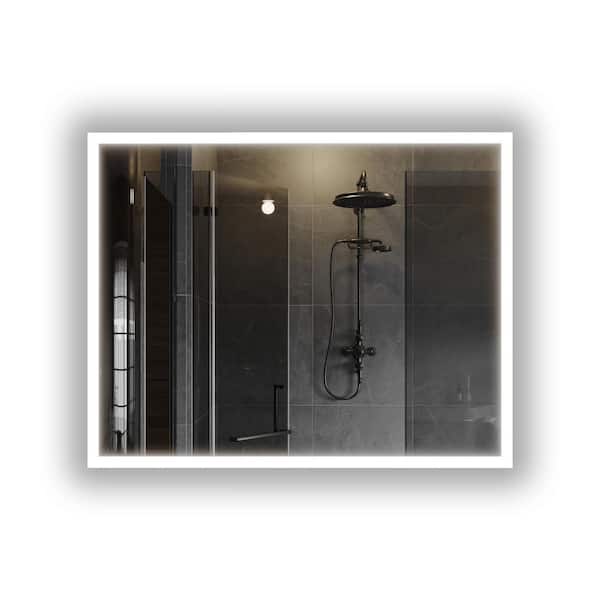 Gabriella 24 in. W x 30 in. H Rectangular Frameless LED Light Wall-Mount Bathroom Vanity Mirror in Clear