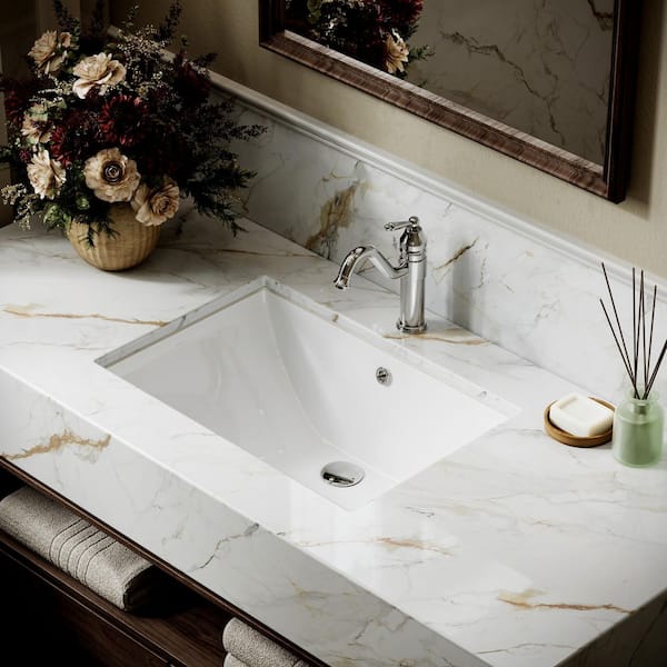 23.6 in. x 15.7 in. W Rectangle Undermount Bathroom Sink in White Porcelain Ceramic with Overflow