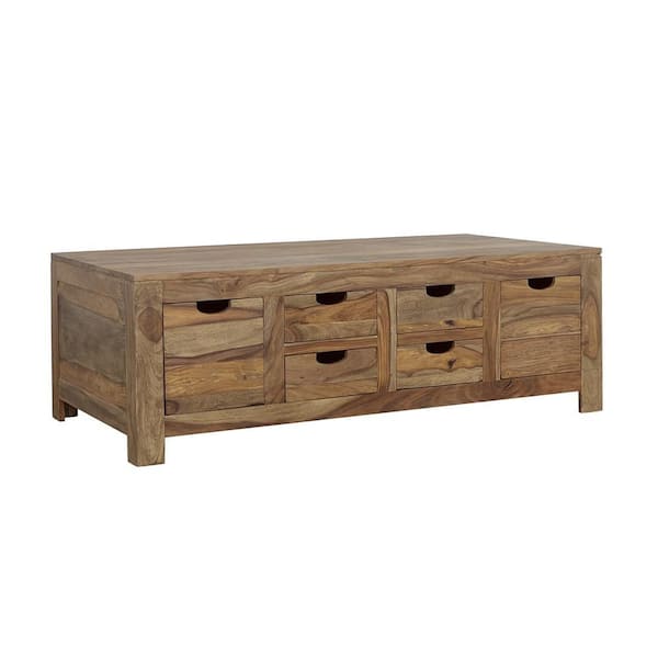 Esther 53 in. 6-drawer Solid Wood Coffee Table Natural Sheesham