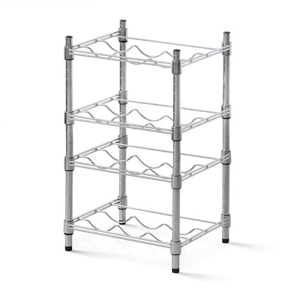 Zaailing af hebben Minnaar Furinno Wayar 12-Bottle Silver Chrome 4-Tier Wine Rack WS60334 - The Home  Depot