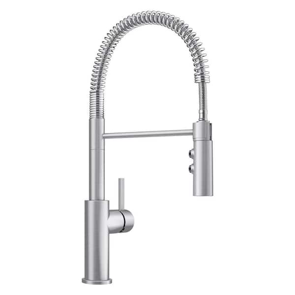 Catris PVD Steel 19.13 in. H Pull Down Sprayer Kitchen Faucet with 360 Degree Spout Swivel