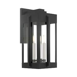 Cottingham 22.5 in. 3-Light Black Outdoor Hardwired Wall Lantern Sconce with No Bulbs Included
