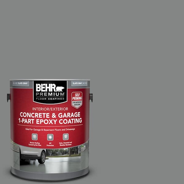 Behr Premium 1 Gal Slate Gray Self Priming Part Satin Interior Exterior Concrete And Garage Floor Paint 90201 - What Colors Do Concrete Paint Come In
