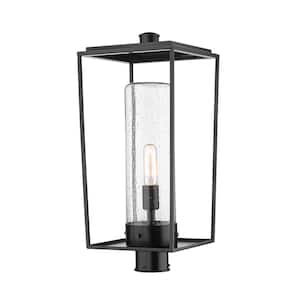 Sheridan 1-Light Black 22 in. Aluminum Hardwired Outdoor Weather Resistant Post Light Round Fitter with No Bulb Included
