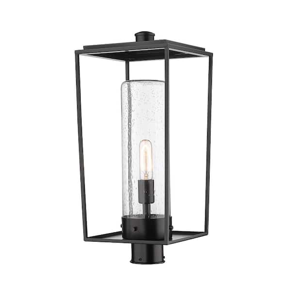 Unbranded Sheridan 1-Light Black 22 in. Aluminum Hardwired Outdoor Weather Resistant Post Light Round Fitter with No Bulb Included