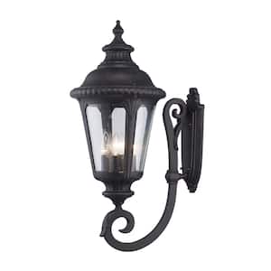 Commons 4-Light Rust Coach Outdoor Wall Light Fixture with Seeded Glass
