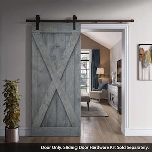 36 in. x 84 in. X Series Gray DIY Knotty Pine Wood Interior Sliding Barn Door Slab