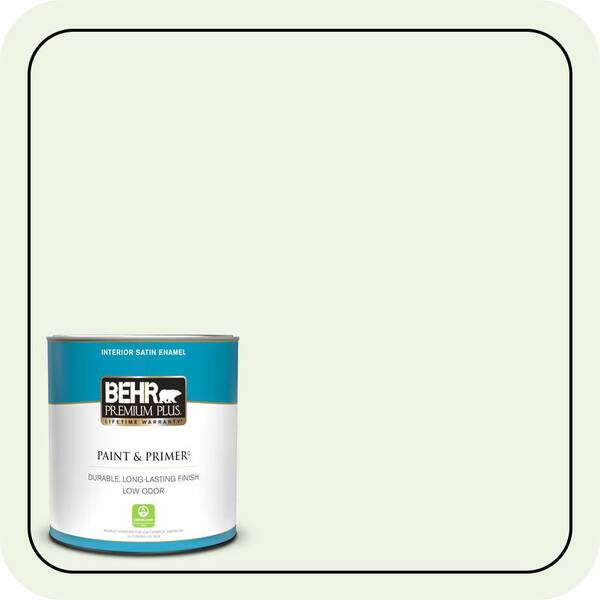 BEHR PREMIUM PLUS 1 qt. #PPL-37 Aspen Whisper Satin Enamel Low Odor Interior Paint & Primer