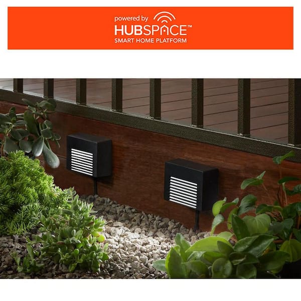 50 Lumen 2.83 in. Low Voltage Black RGB Integrated LED Hardwired Smart Deck Rail Light Powered by Hubspace (2-Pack)