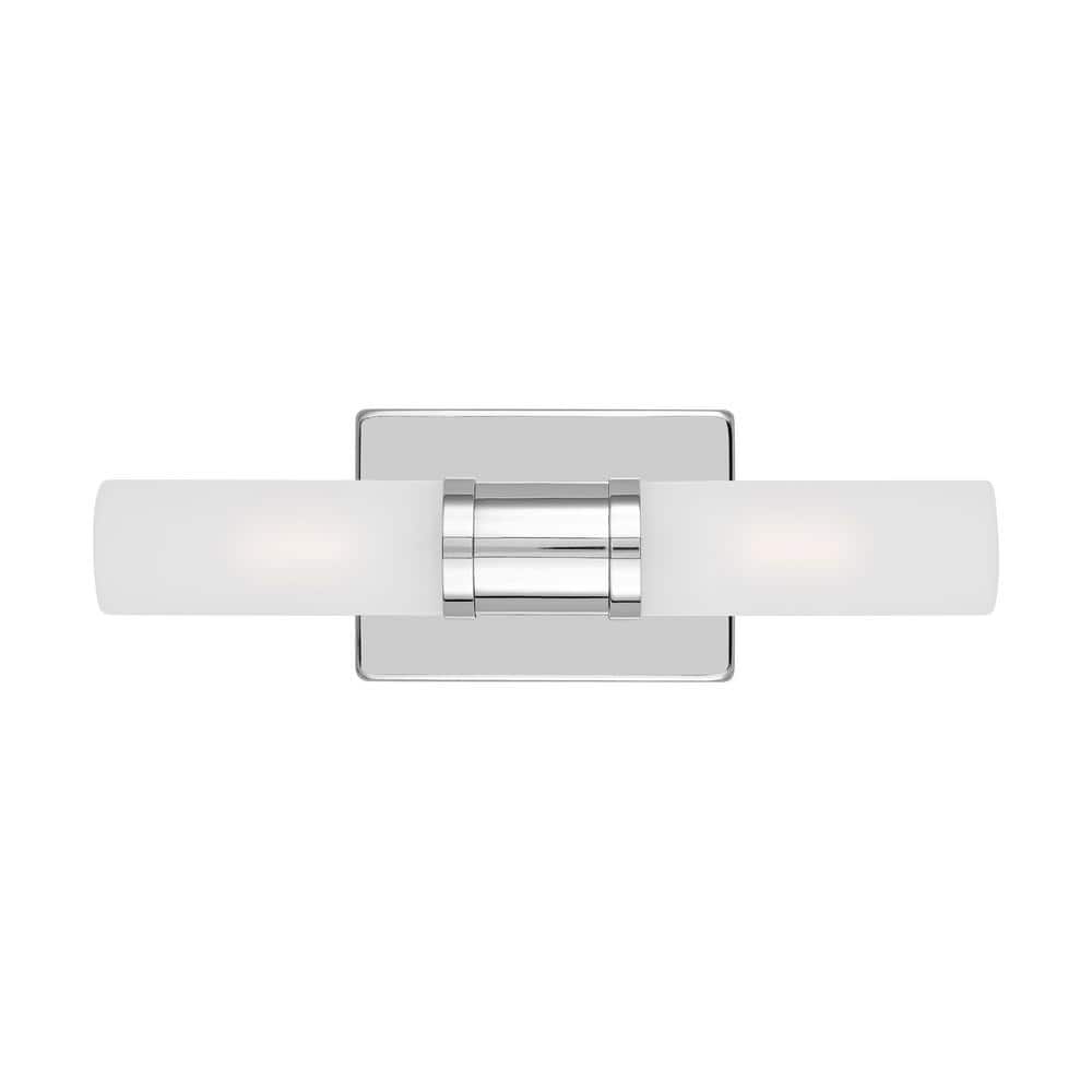 Keaton Chrome 2-Light Dimmable Bath Vanity with Satin Etched Glass
