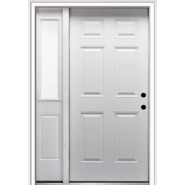 MMI Door 53 in. x 81.75 in. 6-Panel Left-Hand 6-Panel Primed Steel Prehung Front Door with One Sidelite on 6-9/16 in. Frame
