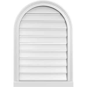 22 in. x 32 in. Round Top Surface Mount PVC Gable Vent: Functional with Brickmould Sill Frame
