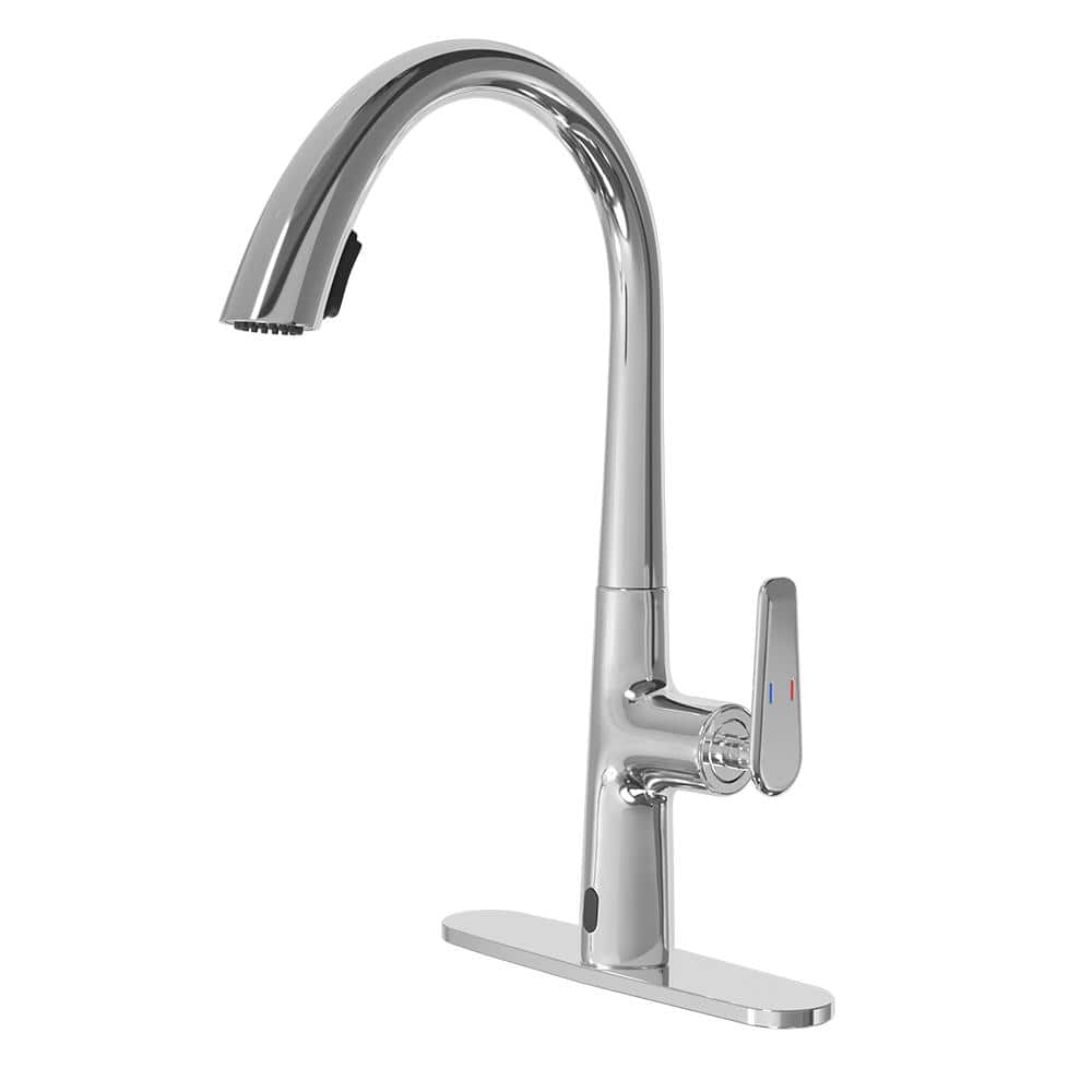 Single Handle Pull Down Sprayer Kitchen Faucet with Bubble Water, Hidden Pull-out Head in Chrome -  MYCASS, MYCA0101CP