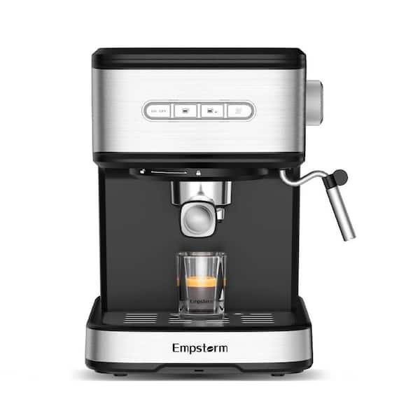 JEREMY CASS 20-Bar 2 Cups Stainless Steel Semi-Automatic 3-in-1 Espresso Machine and Cappuccino Maker with Manual Frother