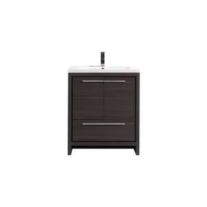 Dolce 30 in. W Bath Vanity in Dark Gray Oak with Reinforced Acrylic Vanity Top in White with White Basin