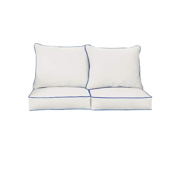 SORRA HOME 23 x 23.5 x 22 (4-Piece) Deep Seating Indoor/Outdoor Loveseat Cushion in Sunbrella Canvas Natural