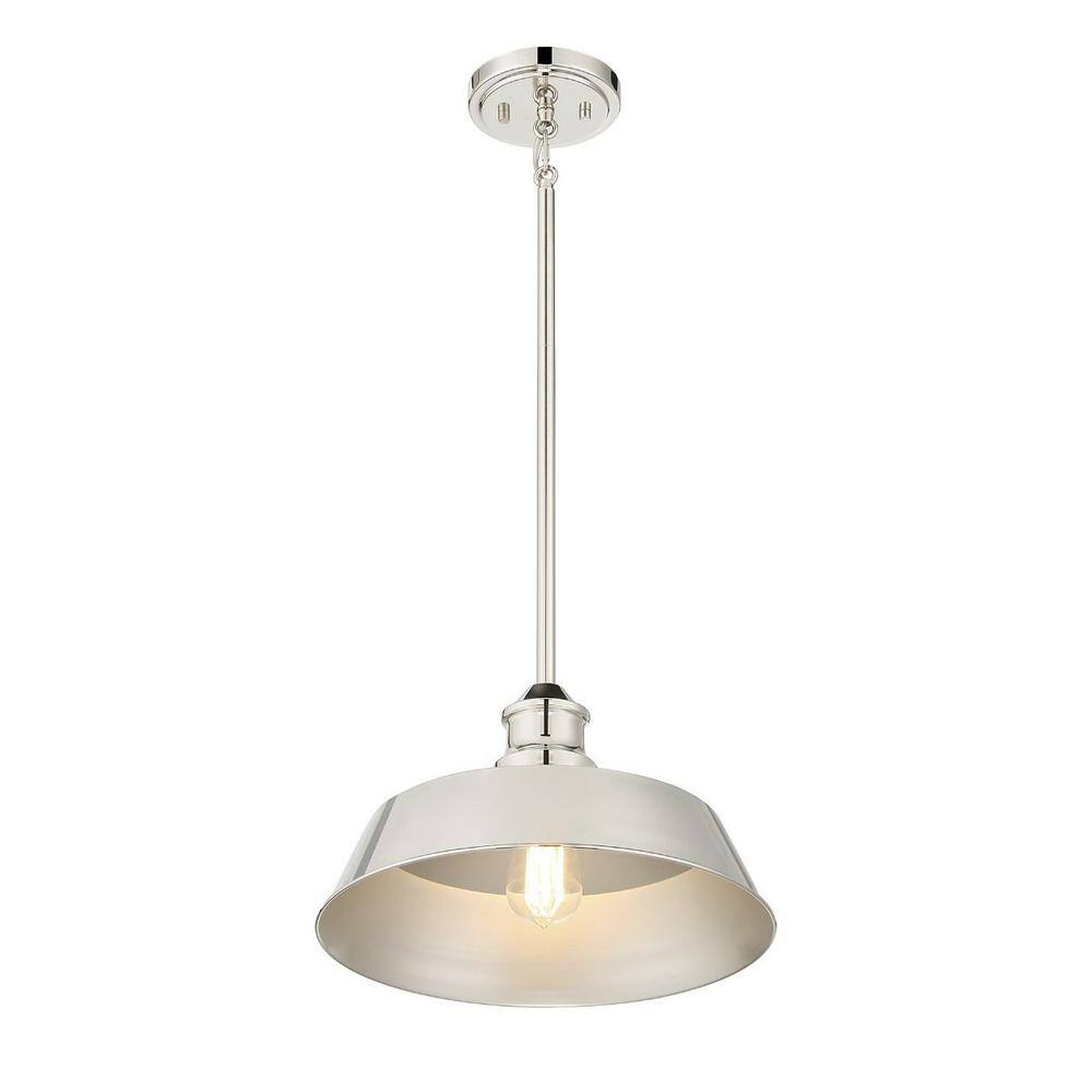Polished Nickel Vintage Industrial 1-Light Pendant