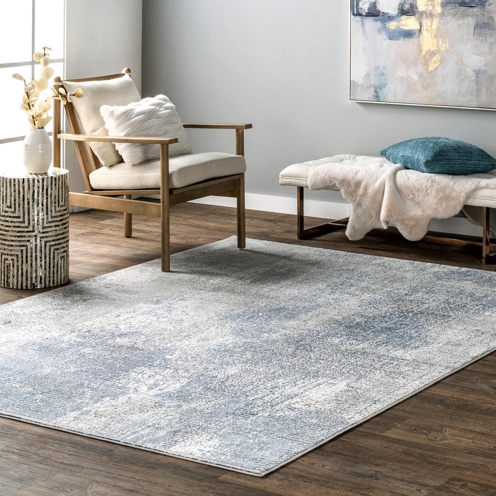 Alice Blue Abstract 8' x 10' Synthetic Area Rug