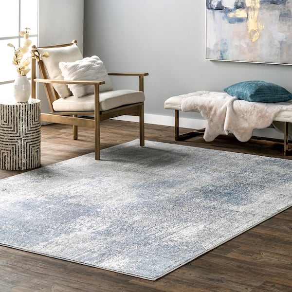 Alice Abstract Waterfall Blue 8 ft. x 10 ft. Area Rug