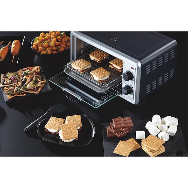 Proctor Silex Simply Crisp 4-Slice Black and Silver Air Fryer