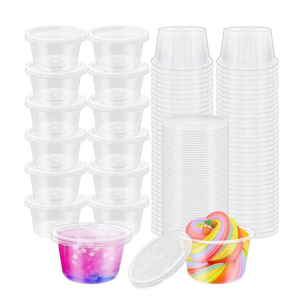50-Pack 4 oz Clear Plastic Food Storage Containers with Lids for Condiments, Meal Prep, Salad Dressing
