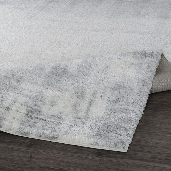 Paris Shag Ivory/Grey 5 ft. x 7 ft. Abstract Area Rug