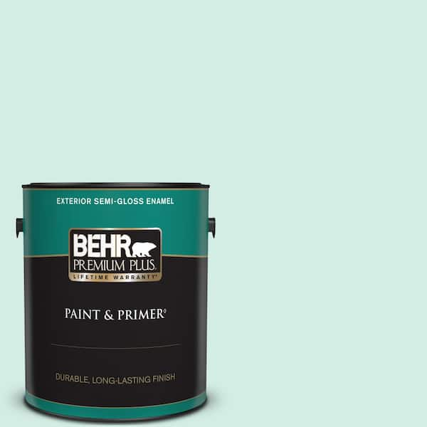 BEHR PREMIUM PLUS 1 gal. #490C-2 Adriatic Mist Semi-Gloss Enamel Exterior Paint & Primer