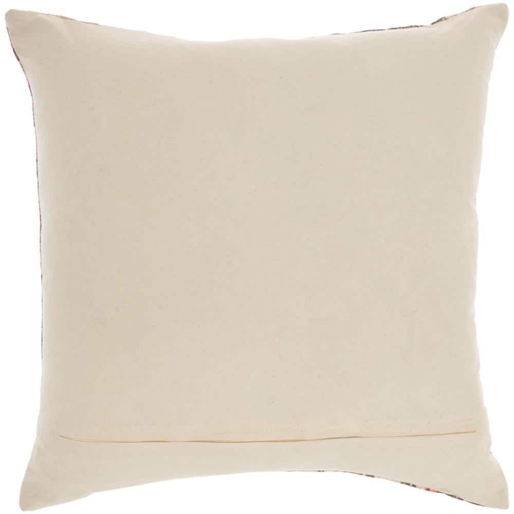 Nicole Curtis Red and Blue Cotton Boho Throw Pillow 20" x 20"