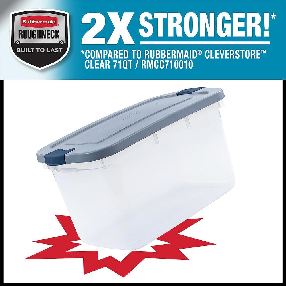 Clear 66 Qt Plastic Stackable Storage Bins with Snap-Tight Lids, 4 Pack