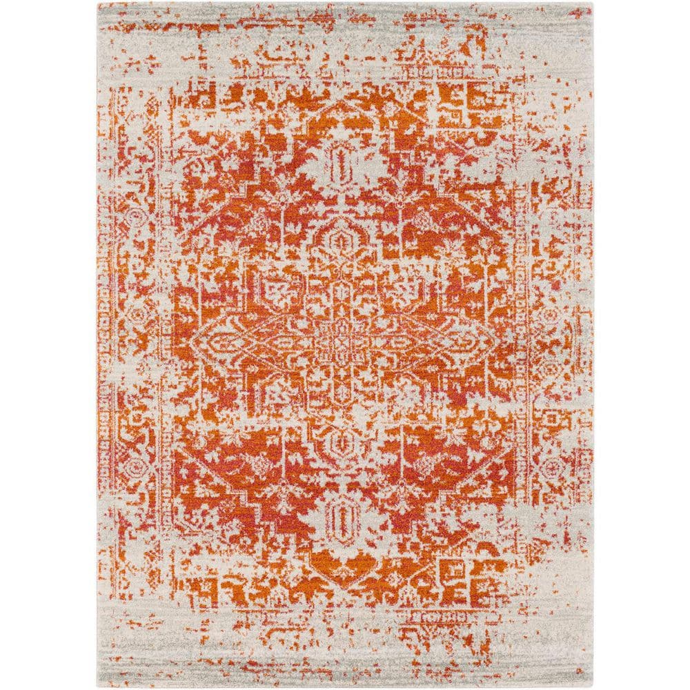 Orange Polypropylene 5 ft. x 7 ft. Abstract Indoor Area Rug