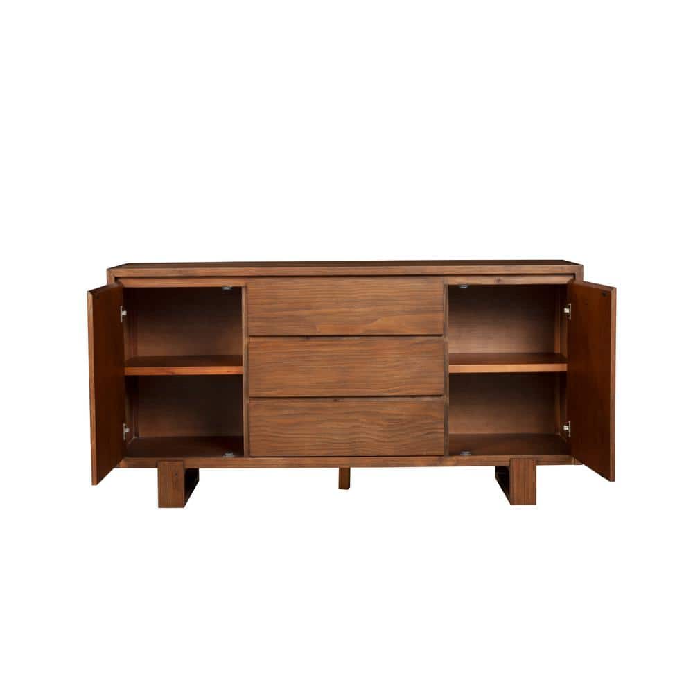 Ayala Antique Cappuccino Pine Wood Sideboard with 3 Drawers