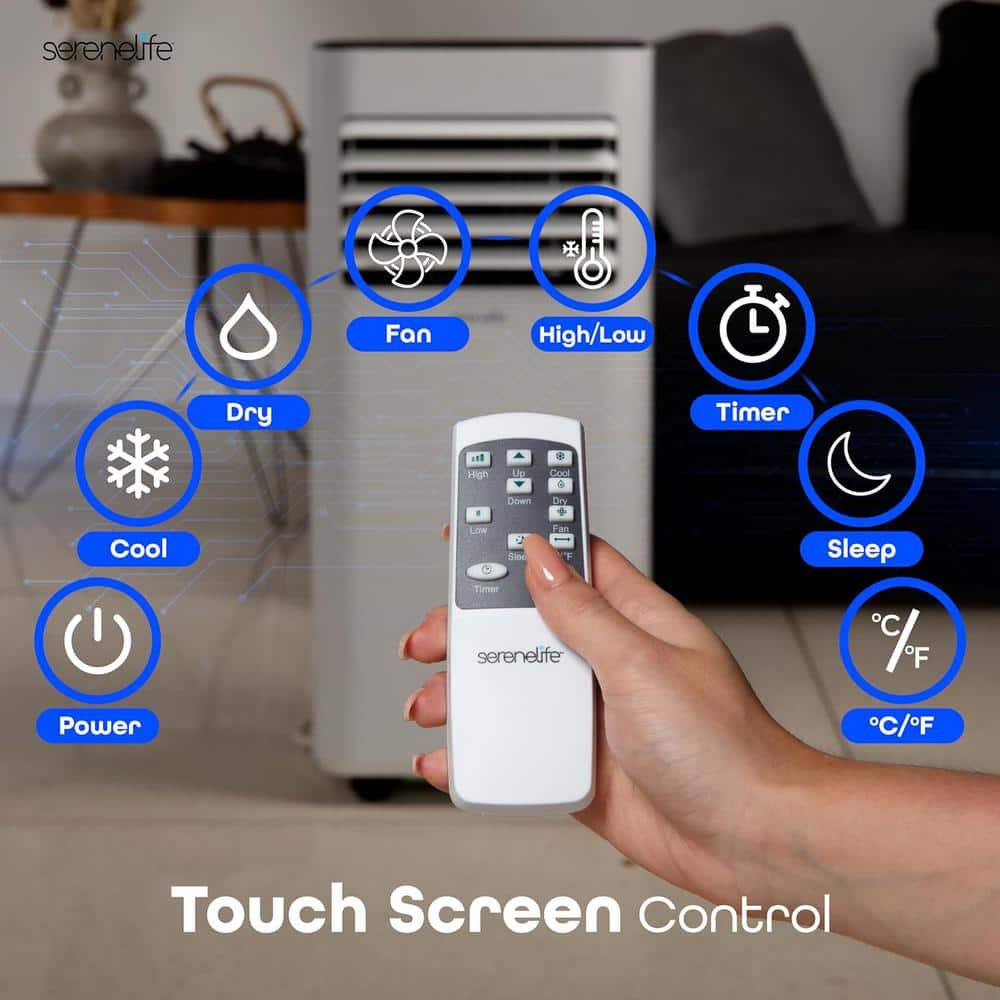 8000 BTU White Portable Air Conditioner with Remote Control
