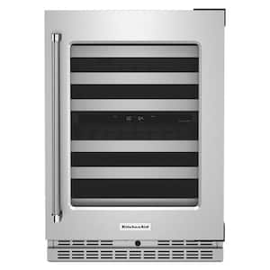 24 in. Dual Zone 46-Bottle Built-In Undercounter Wine Cooler in Stainless Steel