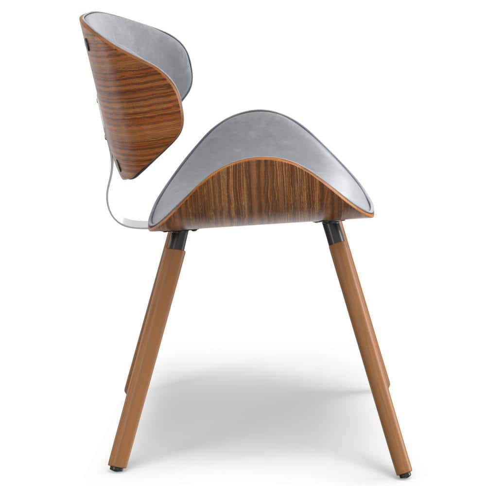 Stone Grey Faux Leather Upholstered Dining Chair with Bentwood Backrest